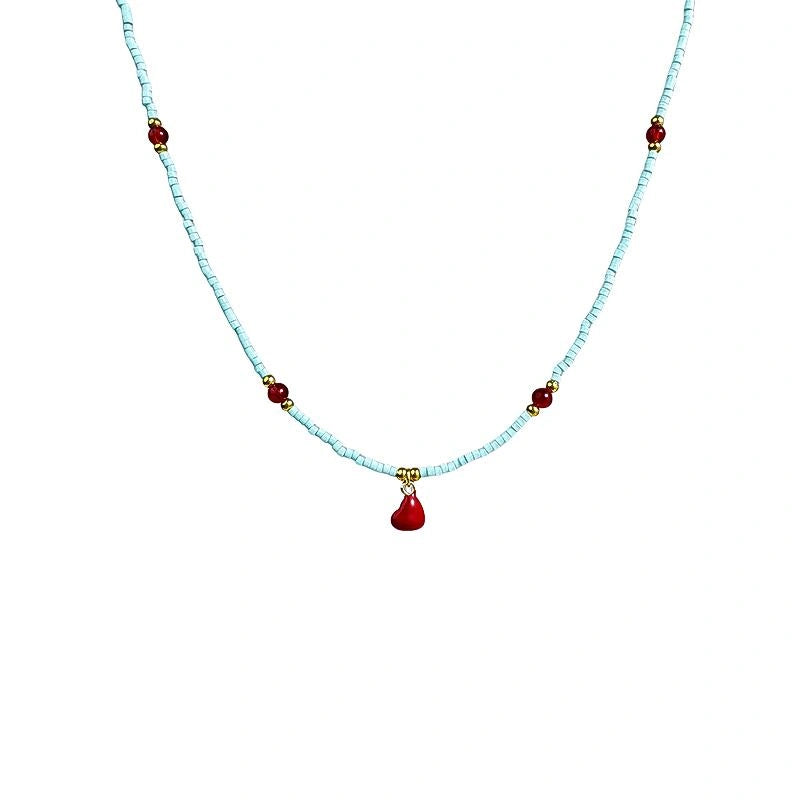 Accessories Red Heart Beaded Choker Necklace