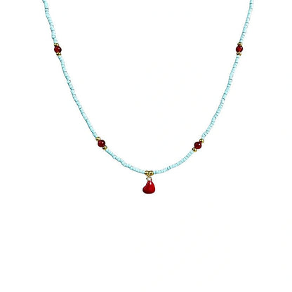 Accessories Red Heart Beaded Choker Necklace