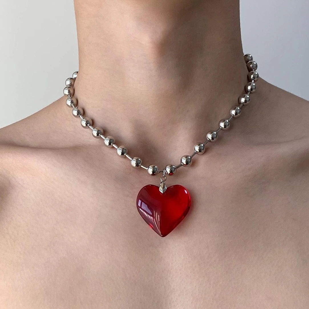 Accessories Red Heart Choker Necklace