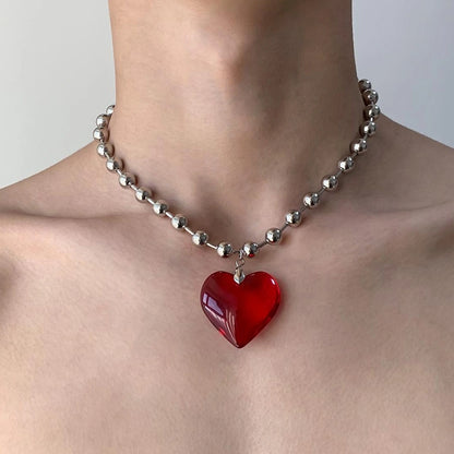 Accessories Red Heart Choker Necklace