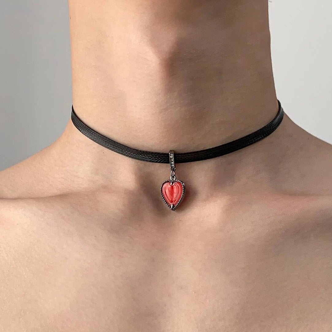 Accessories Red Heart Choker Necklace