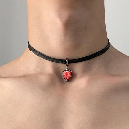 Accessories Red Heart Choker Necklace