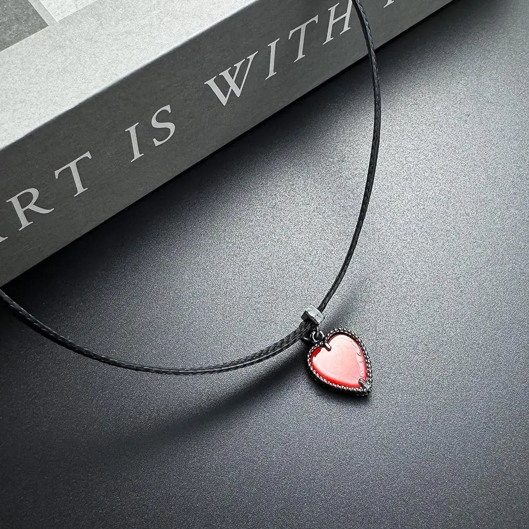 Red Heart Choker Necklace