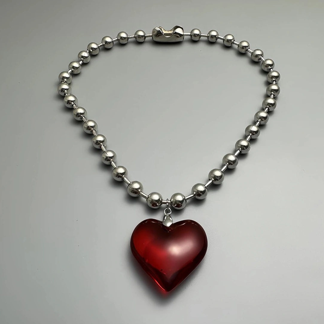Accessories Red Heart Choker Necklace
