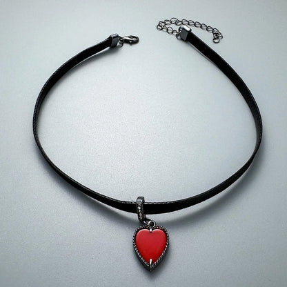 Red Heart Choker Necklace