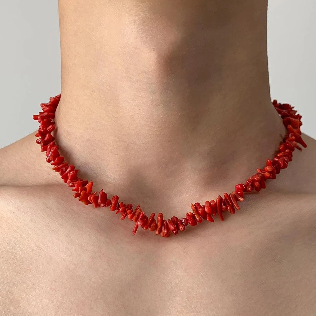 Accessories Red Stone Choker Necklace Minimalist Design Natural Gemstone Luxury Feel
