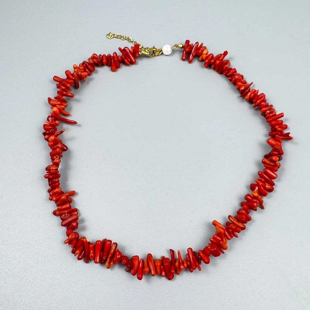 Accessories Red Stone Choker Necklace Minimalist Design Natural Gemstone Luxury Feel