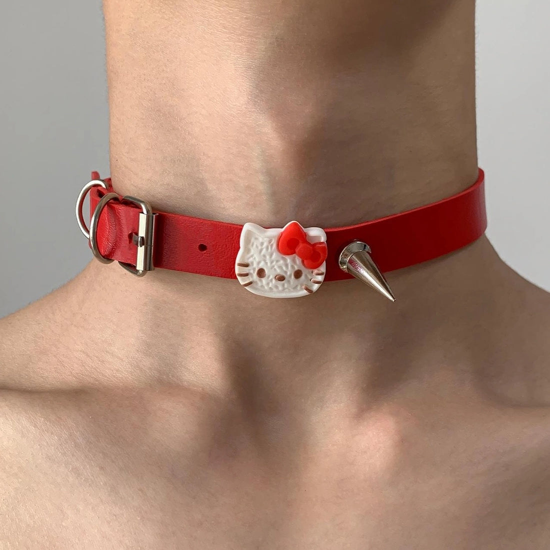 Accessories Red Studded Kitten Collar Choker