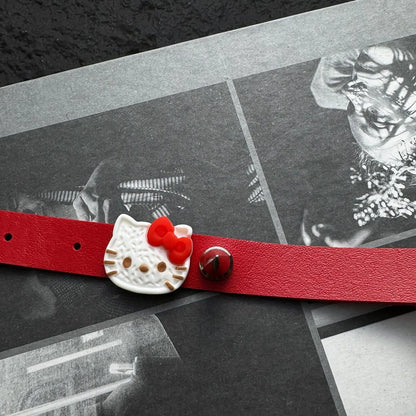 Accessories Red Studded Kitten Collar Choker