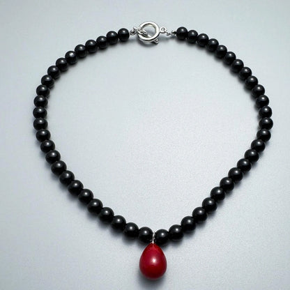 Accessories Red Teardrop Beaded Choker Necklace