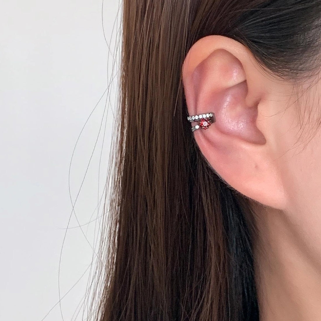 Accessories Red Zircon Punk Ear Climber No Piercing