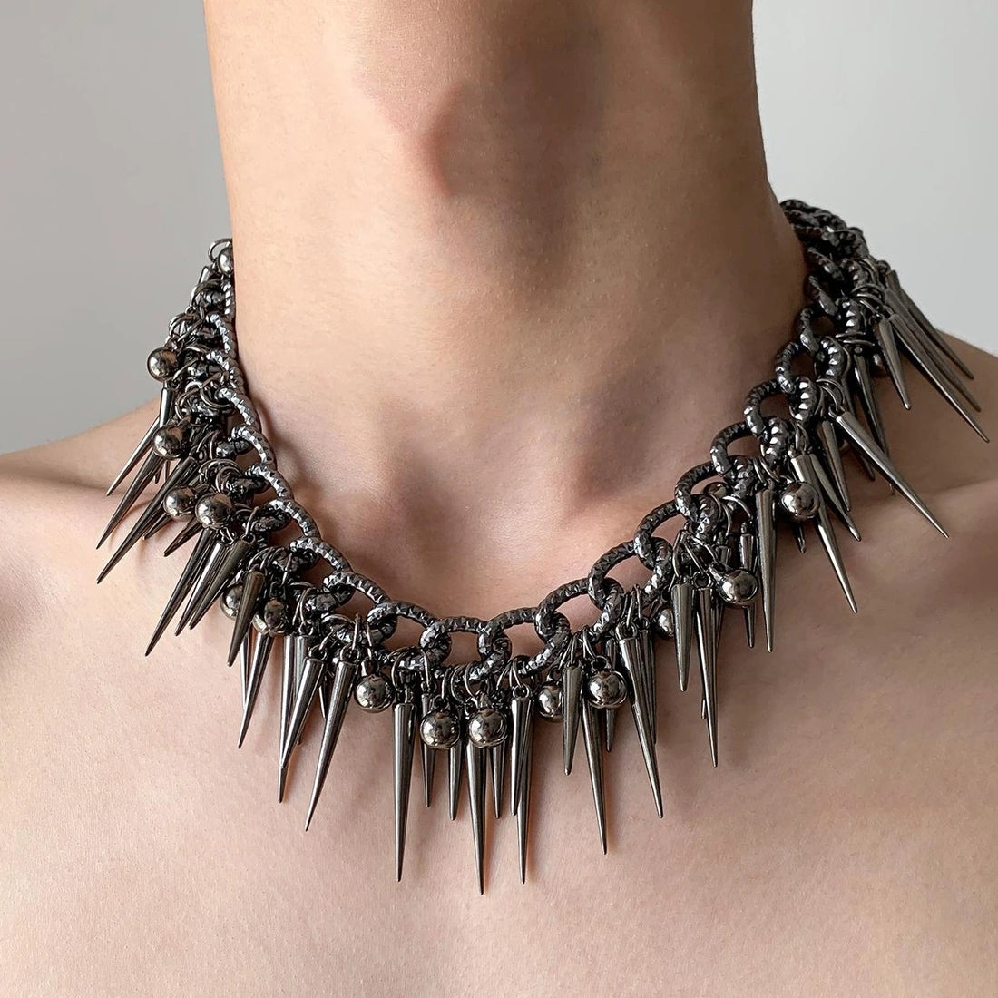 Accessories Rivet Bead Fringe Statement Necklace