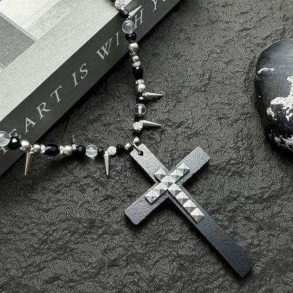 Accessories Rivet Cross Pendant Drop Necklace