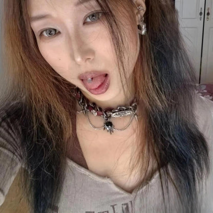 Accessories Rivet Metal Leather Choker Punk Gothic Collar Chain