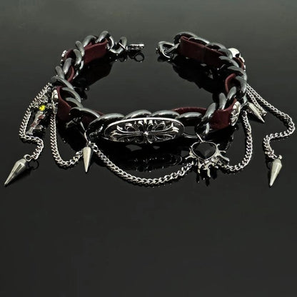 Accessories Rivet Metal Leather Choker Punk Gothic Collar Chain