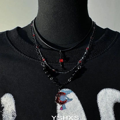 Accessories Scarlet Crescent Gothic Layered Necklace