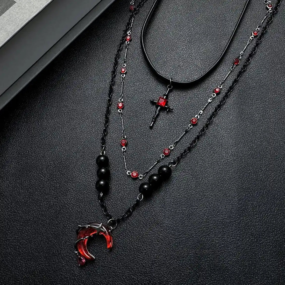 Accessories Scarlet Crescent Gothic Layered Necklace