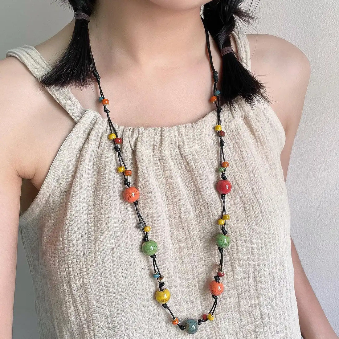 Accessories Self Adjusting Ceramic Bead Necklace