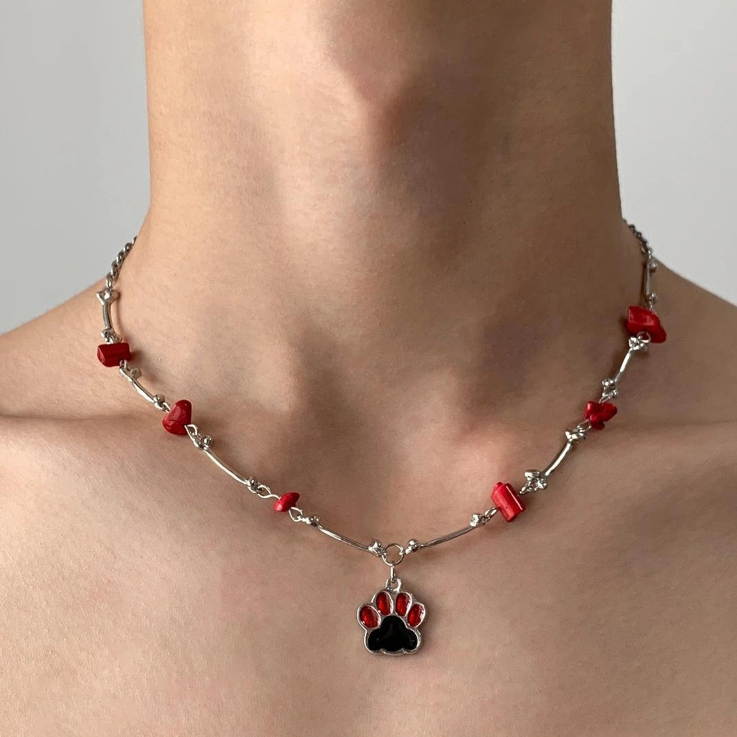 Accessories Shattered Ruby Cat Claw Pendant Necklace