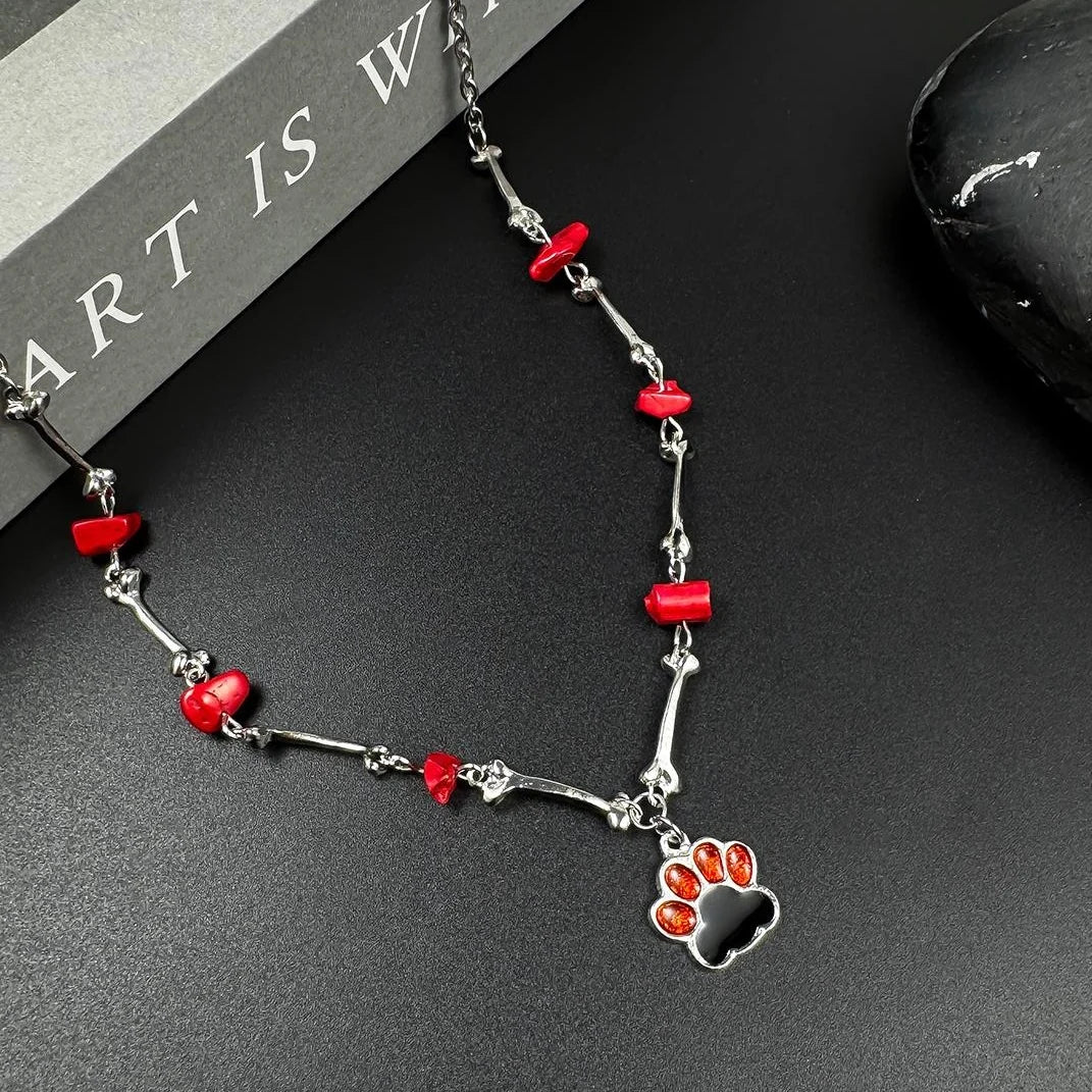 Accessories Shattered Ruby Cat Claw Pendant Necklace