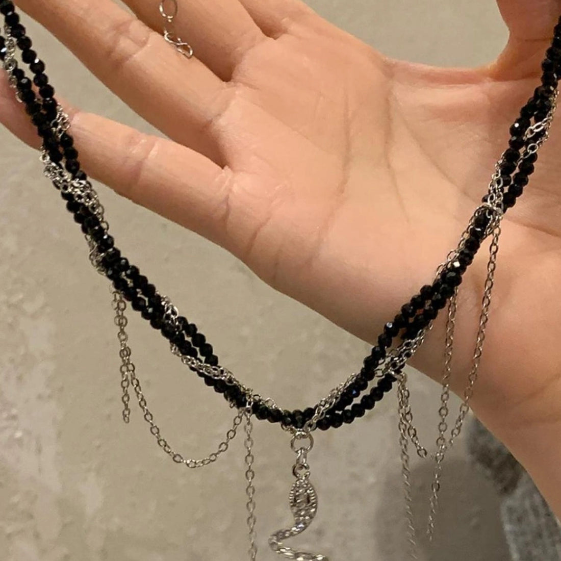 Accessories Snake Chain Fringe Crystal Choker Necklace