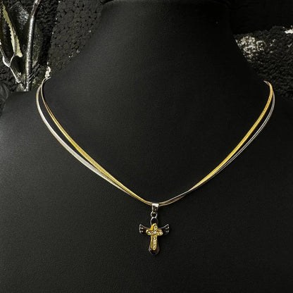 Accessories Stylish Cross Pendant Choker Necklace For Men