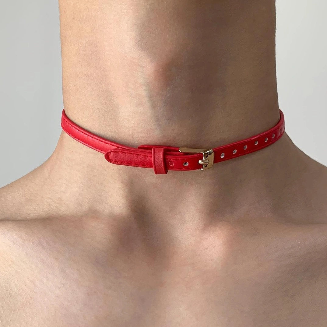 Accessories Textured Wine Red Choker Necklace