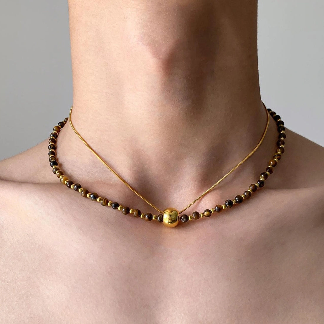 Accessories Tiger S Eye Double Layer Pendant Necklace