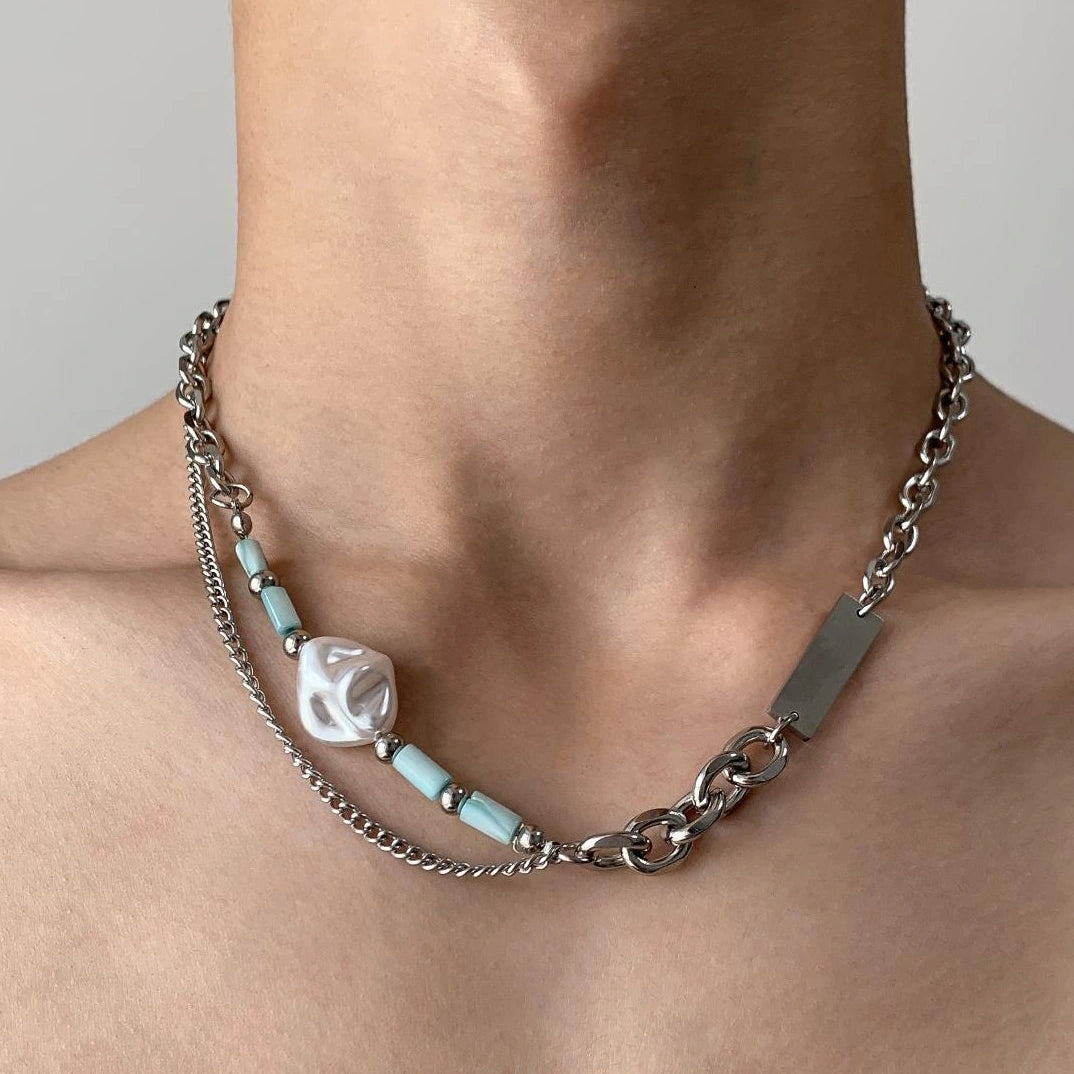 Accessories Titanium Steel Beaded Statement Necklace