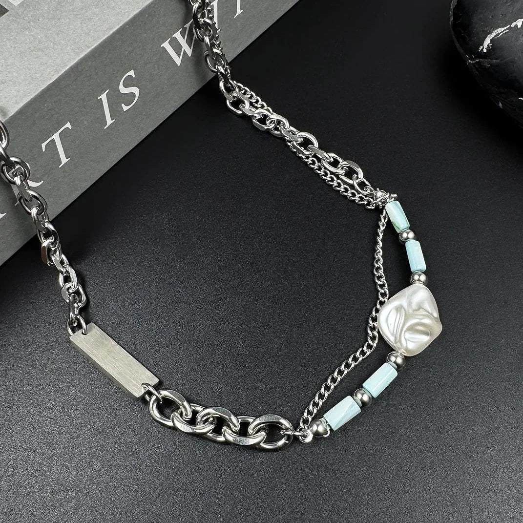 Accessories Titanium Steel Beaded Statement Necklace