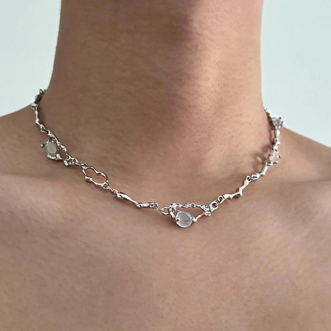 Accessories Titanium Steel Y2k Opal Necklace