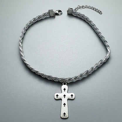 Accessories Twisted Cross Pendant Silver Chain Necklace