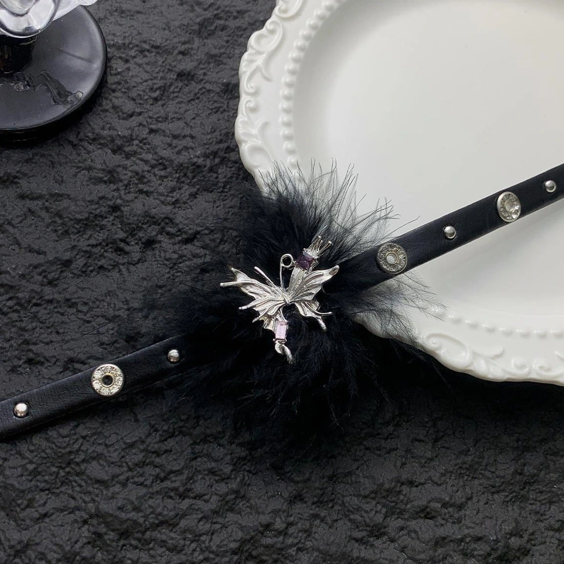 Accessories Velvet Gothic Bow Leather Choker