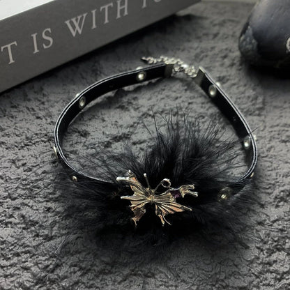 Accessories Velvet Gothic Bow Leather Choker