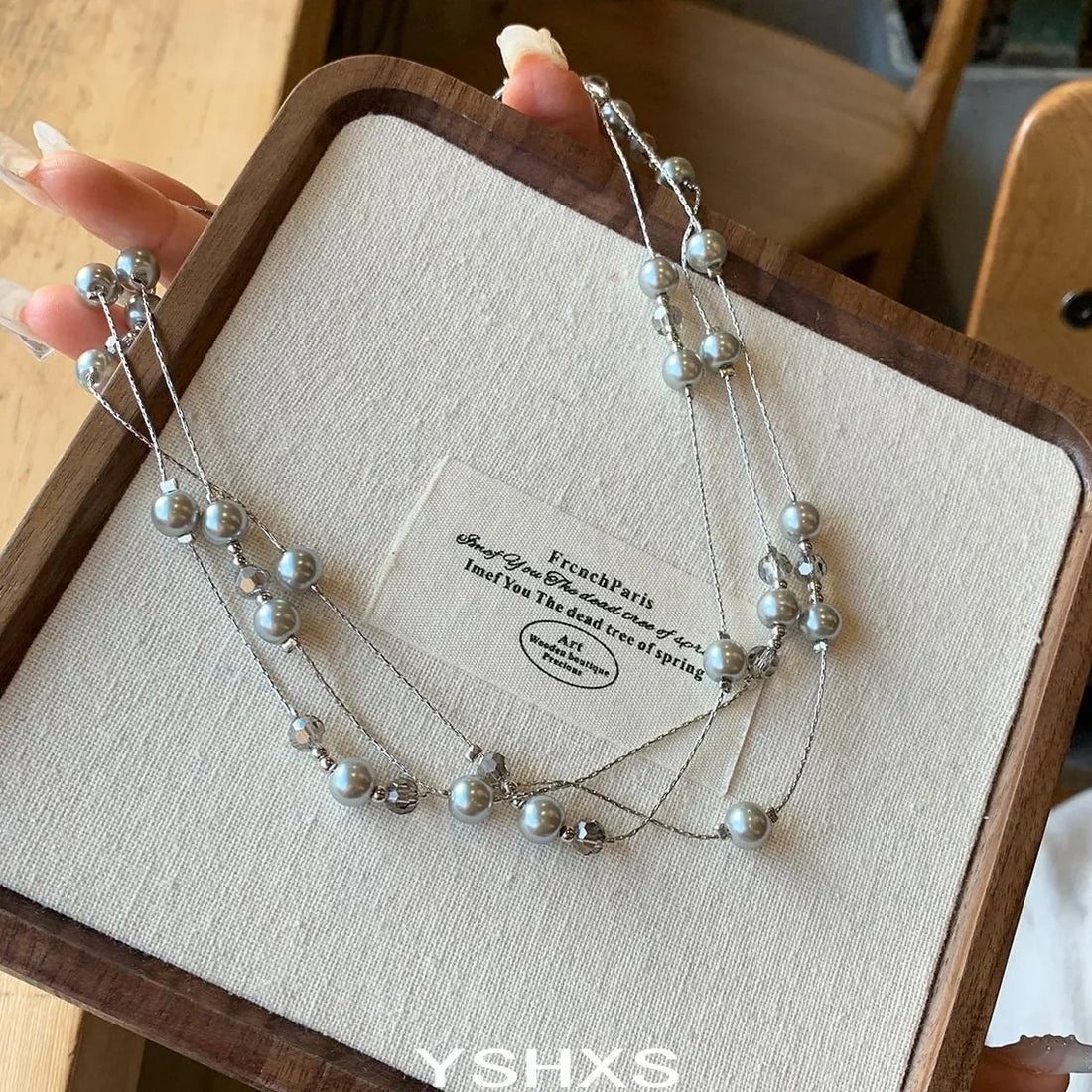 Accessories Versatile Grey Pearl Lariat Necklace