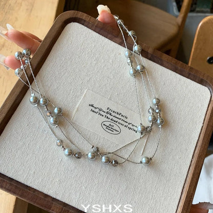 Accessories Versatile Grey Pearl Lariat Necklace