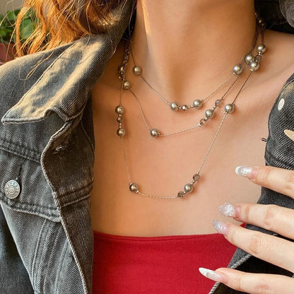 Accessories Versatile Grey Pearl Lariat Necklace