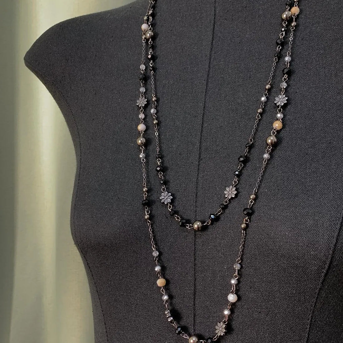 Accessories Vintage Beaded Floral Long Layered Bohemian Necklace