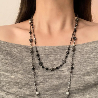 Accessories Vintage Beaded Floral Long Layered Bohemian Necklace
