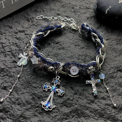Accessories Vintage Blue Cross Choker Necklace