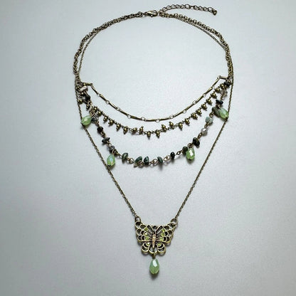 Accessories Vintage Butterfly Fringe Layered Beaded Choker