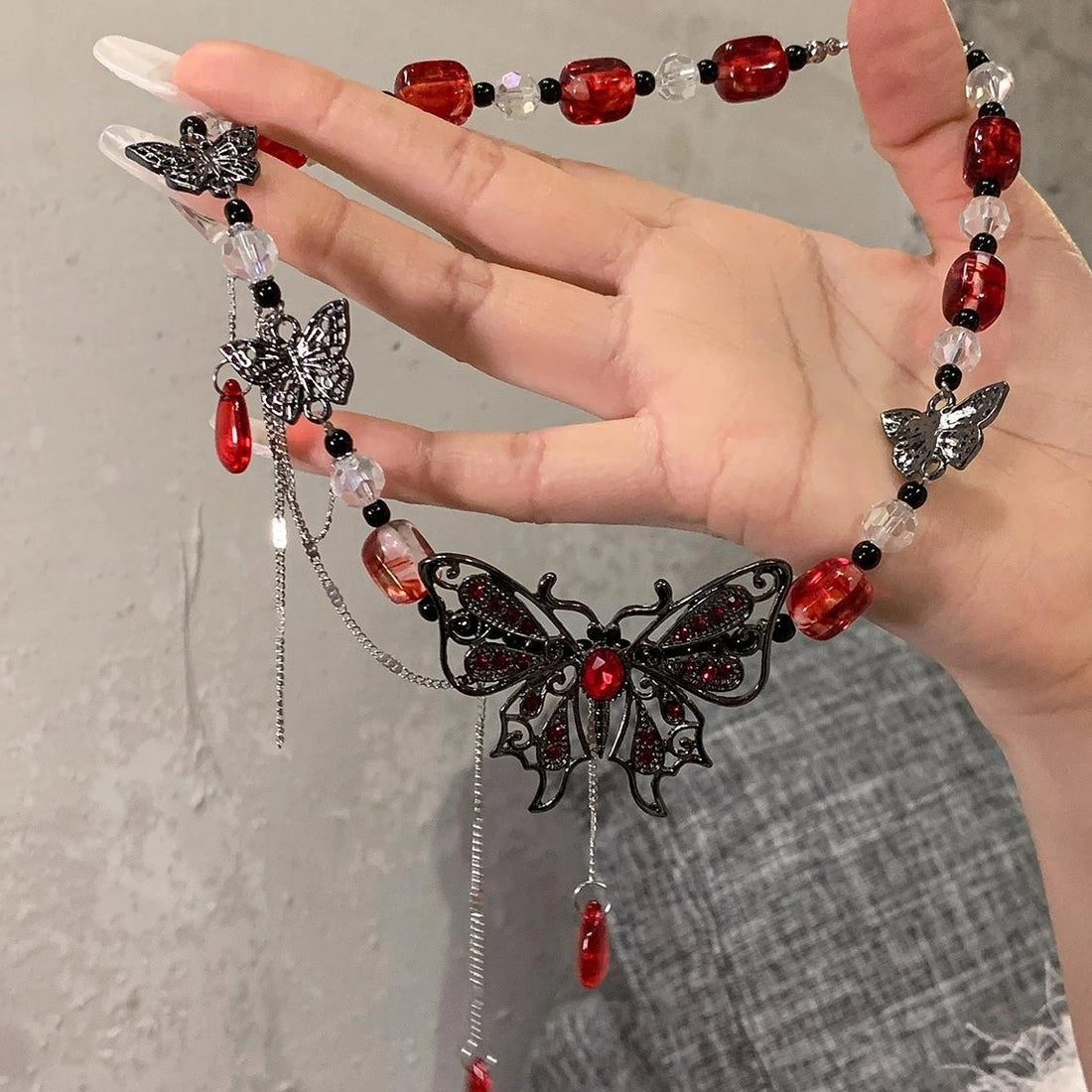 Accessories Vintage Butterfly Teardrop Choker Necklace