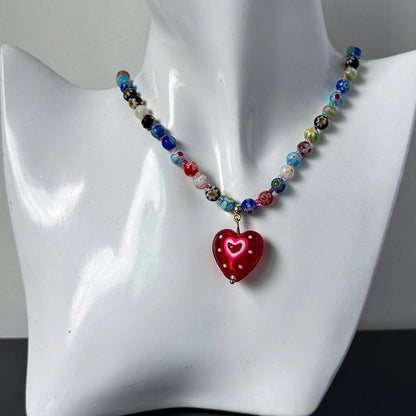 Accessories Vintage Candy Heart Beaded Choker