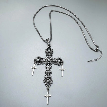 Accessories Vintage Cross Pearl Necklace For Men