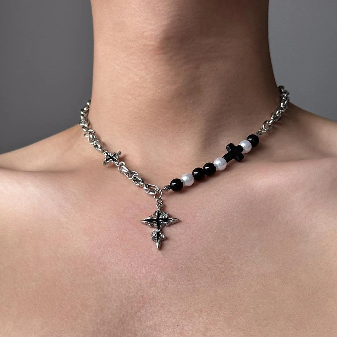 Accessories Vintage Cross Pearl Pendant Necklace