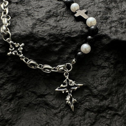 Accessories Vintage Cross Pearl Pendant Necklace