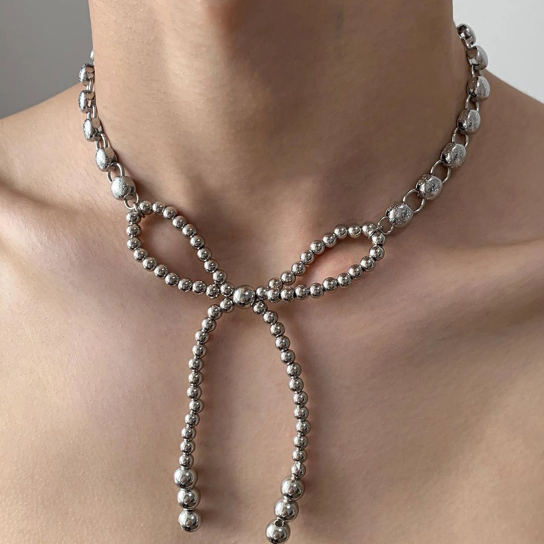 Accessories Vintage Crystal Bow Chain Necklace