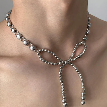 Accessories Vintage Crystal Bow Chain Necklace