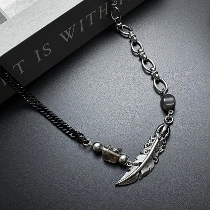 Vintage Feather Pendant Layered Necklace