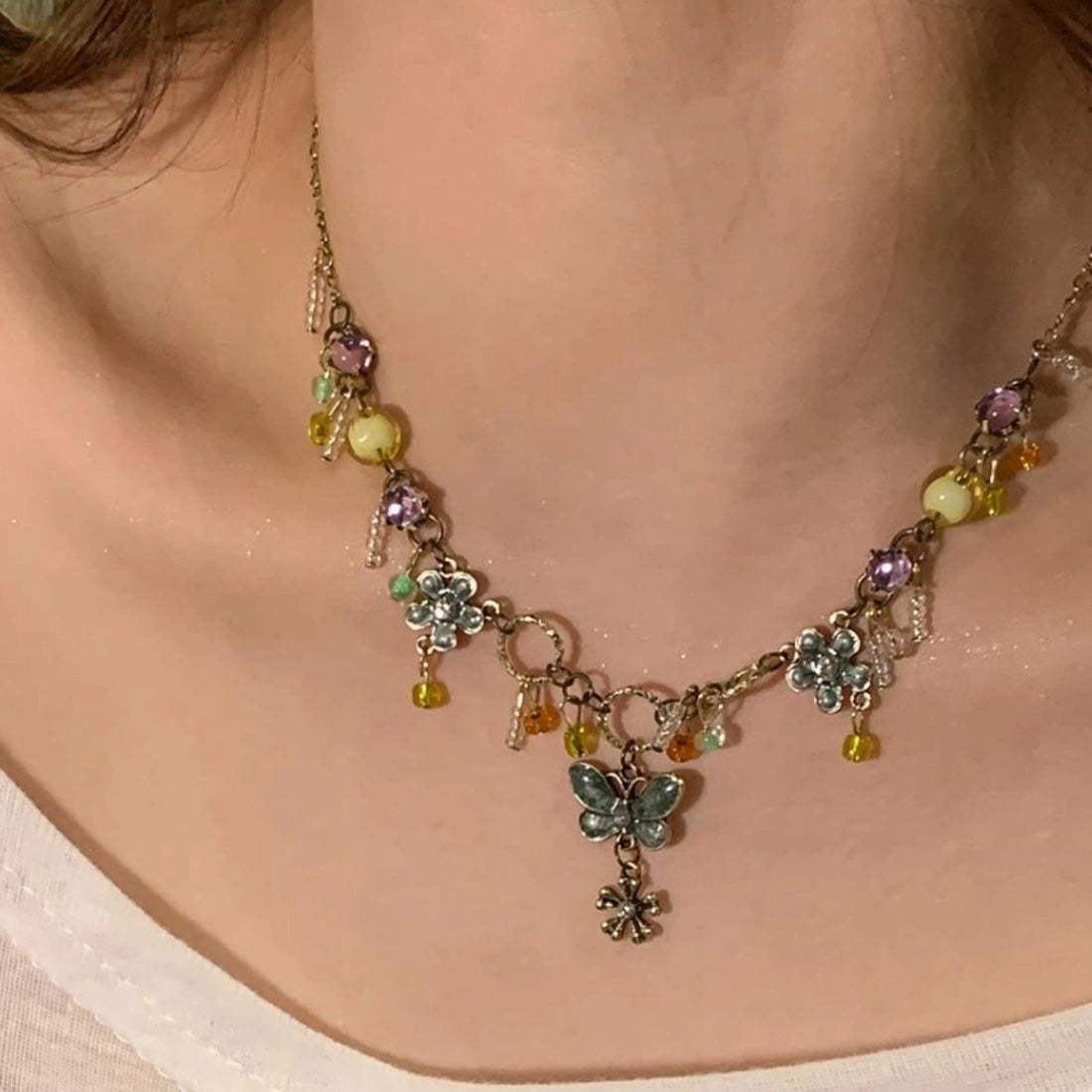 Accessories Vintage Floral Butterfly Choker